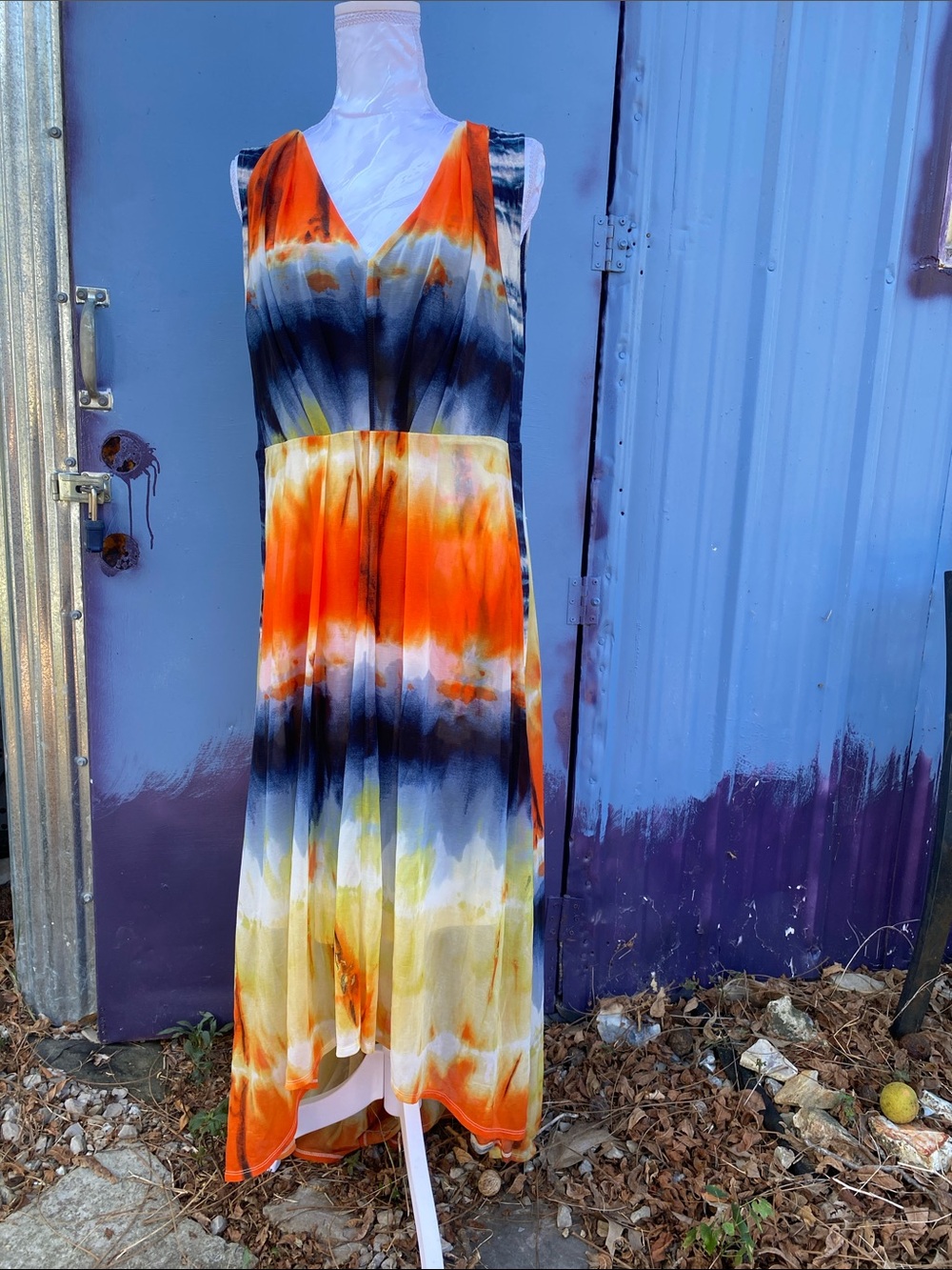Simply Vera Vera Wang Tie-Dye Mesh Maxi Dress Size L